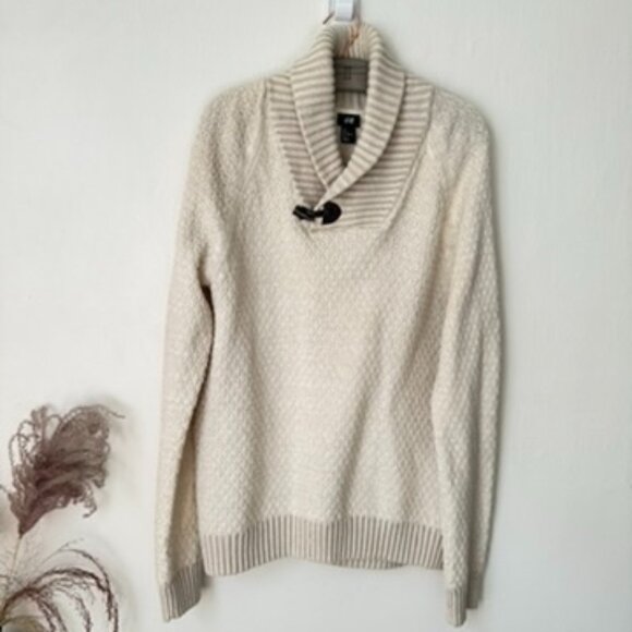 H&M cream boatneck men's knit sweater - Picture 2 of 8